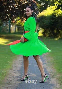 Bright green dress, Design, handmade size 12 Brand new