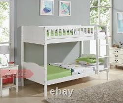 Bunk Bed Wooden Bed Frame White Pine Sleeper with Ladder Kids Single 3FT
