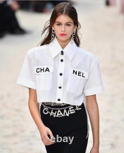 CHANEL RUNWAY COLLECTION'CHANEL' Short Sleeve Button Collar Shirt Brand New
