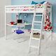 Cabin Bed High Sleeper With Desk In White, Bunk Bed Kids Bed Sleeper