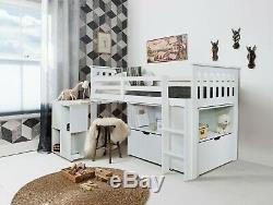Cabin Bed Midsleeper Sleepstation Kids bed Bunk Oliver in White