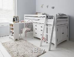 Cabin Bed Midsleeper Sleepstation with Chest of Drawers, Cabinet, Desk Kids