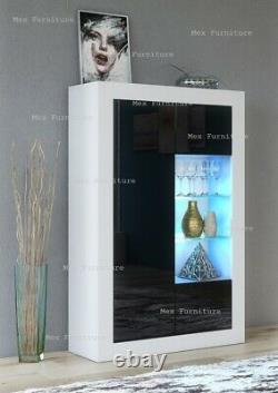 Cabinet Sideboard Unit Cupboard Display matt body High Gloss Doors LED