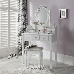 Capri White Dressing Table Mirror and Stool Set Dresser