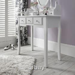Capri White Dressing Table Mirror and Stool Set Dresser