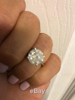 Certified 4.1ct Round Brilliant Diamond Solitaire 14k White Gold Engagement Ring