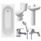 Cheap Bathroom Suite 1700 Straight Bath Toilet Wc Basin Sink Tap Shower Mixer