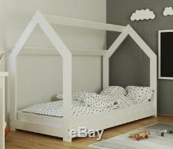 Children Bed Frame House Scandinavian Style Kids Toddler Single Size Slatted