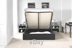 Choose Standard Or Ottoman Storage Leather Bed Black Brown White With Mattress