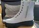 Chunky Sole Boots In White With Laces And Side Zip Size 7. Brand New Boxed