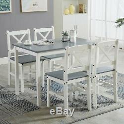 Classic Solid Wooden Dining Table and 4 Chairs Set Kitchen Home