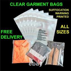 Clear Garment bags cello plastic self seal packaging for Clothing T-Shirts etc
