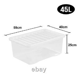 Clear Plastic Storage Box Stackable Boxes with Lids Office File use Home Kitchen