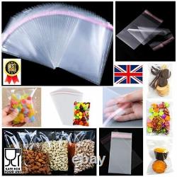Clear Self Seal Cellophane Sweet Bags Small Large Craft Poly Plastic Sealing Bag