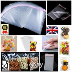 Clear Self Seal Cellophane Sweet Bags Small Large Craft Poly Plastic Sealing Bag