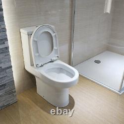 Close Coupled Toilet Rimless Soft Close Seat Ceramic Gloss White Bathroom WC Pan