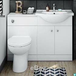 Combined Vanity Storage Unit with Toilet, Sink 1150mm White Bathroom Furniture