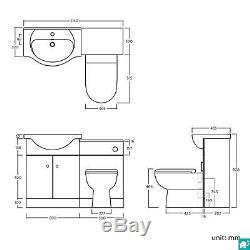 Combined Vanity Storage Unit with Toilet, Sink 1150mm White Bathroom Furniture