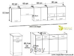Complete Kitchen Set 7 Cabinets Cupboards Units Wenge Sonoma Oak Junona 240cm