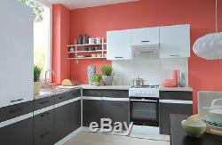 Complete Kitchen Set 7 Units Cabinets White High Gloss/Grey Wolfram Junona