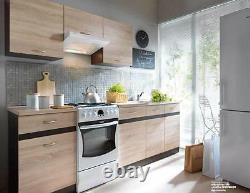 Complete Kitchen Set 7 Units Sonoma Oak Textured Wood Finish Cabinets Junona