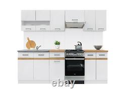 Complete White Low Gloss Oak Effect Kitchen Cabinets Set 7 Unit Cupboard Junona