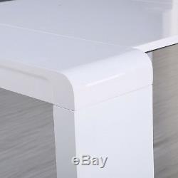 Contemporary 5-in-1 Extending Dining Table High Gloss White Console Party Unit