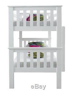 Contemporary Solid White Bunk Bed Set + 2 Mattresses