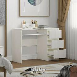 Corner Computer Desk PC Study Table Gaming Home Office High Gloss White 3Drawers