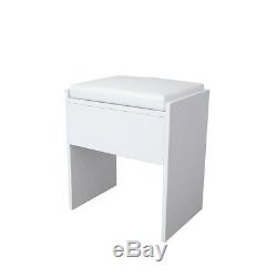 Corner Dressing Table In White Makeup Desk With Mirror Stool With Drawers