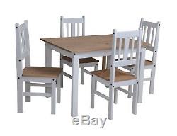 Corona Dining Set in Pine and White with Table and 4 Chairs RRP £200