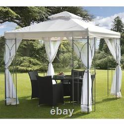 Cream 2.5m Garden Gazebo Polenza Party Tent Patio Shade Outdoor Sun Canopy Nets