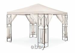 Cream 2.5m Garden Gazebo Polenza Party Tent Patio Shade Outdoor Sun Canopy Nets