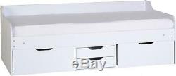 Dante White 3ft Single Day Guest Storage Bed Frame With Drawers Free Delivery