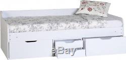Dante White 3ft Single Day Guest Storage Bed Frame With Drawers Free Delivery