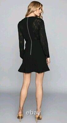 Designer REISS Pippa dress size 8 -BRAND NEW- black long sleeve burnout detail