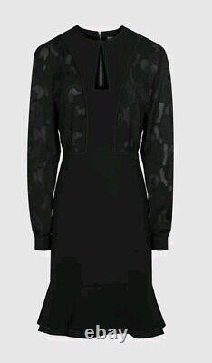 Designer REISS Pippa dress size 8 -BRAND NEW- black long sleeve burnout detail