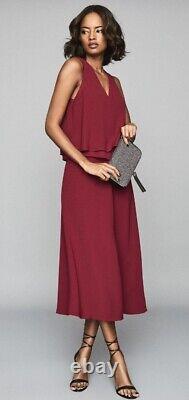 Designer REISS Viola midi dress size 4 -BRAND NEW- berry layered