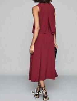 Designer REISS Viola midi dress size 4 -BRAND NEW- berry layered