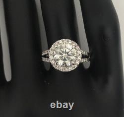 Diamond Engagement Ring 14k White Gold Halo Round Cut 3 Carat Ct Color D SI1