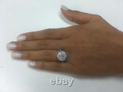 Diamond Engagement Ring 14k White Gold Halo Round Cut 3 Carat Ct Color D SI1