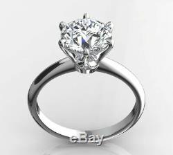 Diamond Solitaire Engagement Ring 1 Carat Round Cut D Vs2 14k White Gold