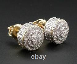 Diamond Stud Earrings 10K Yellow Gold Mens Ladies Round Cube Circle 0.26 Ct