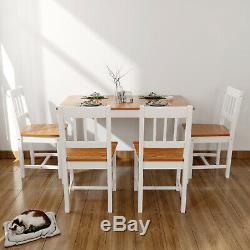 Dining Table And 4 Chairs Set Quality Solid Wooden Home Honey White Pine Colour