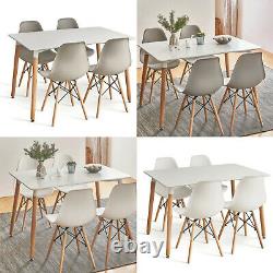 Dining Table and Chairs 4 6 Set Wooden legs Retro dining Room Chair Grey Kitchen