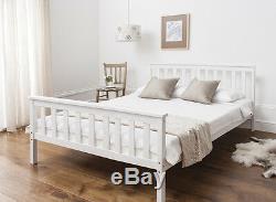 Double Bed in White 4'6 Wooden Frame WHITE
