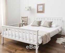 Double Bed in White Wooden Frame 4'6 Dorset