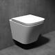 Durovin Bathroom Toilet Pan Ceramic Wall Hung Square Rimless & Soft Close Seat