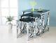 Eclipse Glass Nest Of Tables 3 Clear Black Modern Set Side Lamp End Table