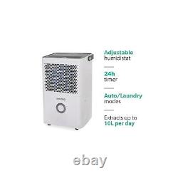 ElectriQ 10 Litre Dehumidifier with Humidistat Laundry Mode and Odour Filter